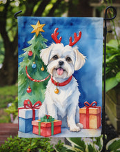 Load image into Gallery viewer, Maltese Christmas Garden Flag – Dog in Reindeer Antlers with Tree &amp; Gifts