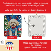 Load image into Gallery viewer, Maltipoo Christmas Reindeer Porcelain Ornament