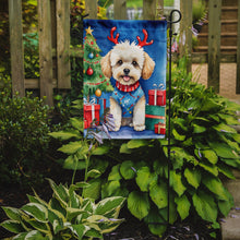 Load image into Gallery viewer, Maltipoo Christmas Garden Flag – Dog in Reindeer Antlers with Tree &amp; Gifts