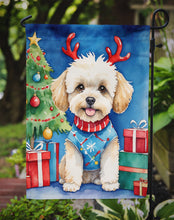 Load image into Gallery viewer, Maltipoo Christmas Garden Flag – Dog in Reindeer Antlers with Tree &amp; Gifts