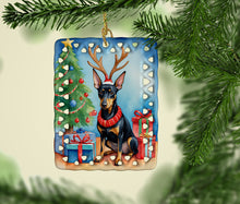 Load image into Gallery viewer, Manchester Terrier Christmas Reindeer Porcelain Ornament