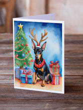 Load image into Gallery viewer, Manchester Terrier Christmas Reindeer Greeting Cards - Blank Note Cards – 8-Pack of Artist-Designed Cards with Envelopes