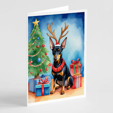 Load image into Gallery viewer, Manchester Terrier Christmas Reindeer Greeting Cards - Blank Note Cards – 8-Pack of Artist-Designed Cards with Envelopes
