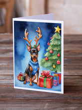 Load image into Gallery viewer, Miniature Pinscher Christmas Reindeer Greeting Cards - Blank Note Cards – 8-Pack of Artist-Designed Cards with Envelopes