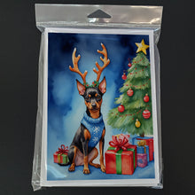 Load image into Gallery viewer, Miniature Pinscher Christmas Reindeer Greeting Cards - Blank Note Cards – 8-Pack of Artist-Designed Cards with Envelopes