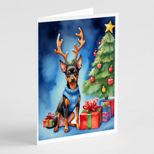 Load image into Gallery viewer, Miniature Pinscher Christmas Reindeer Greeting Cards - Blank Note Cards – 8-Pack of Artist-Designed Cards with Envelopes