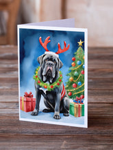 Load image into Gallery viewer, Neapolitan Mastiff Christmas Reindeer Greeting Cards - Blank Note Cards – 8-Pack of Artist-Designed Cards with Envelopes
