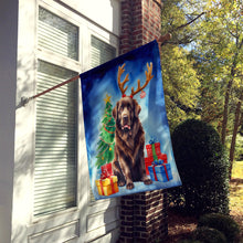 Load image into Gallery viewer, Chocolate Newfoundland Christmas Reindeer House Flag