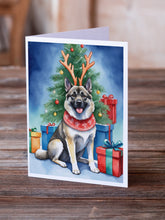 Load image into Gallery viewer, Norwegian Elkhound Christmas Reindeer Greeting Cards - Blank Note Cards – 8-Pack of Artist-Designed Cards with Envelopes
