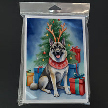Load image into Gallery viewer, Norwegian Elkhound Christmas Reindeer Greeting Cards - Blank Note Cards – 8-Pack of Artist-Designed Cards with Envelopes