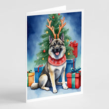 Load image into Gallery viewer, Norwegian Elkhound Christmas Reindeer Greeting Cards - Blank Note Cards – 8-Pack of Artist-Designed Cards with Envelopes