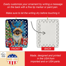 Load image into Gallery viewer, Pekingese Christmas Reindeer Porcelain Ornament