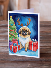 Load image into Gallery viewer, Pekingese Christmas Reindeer Greeting Cards - Blank Note Cards – 8-Pack of Artist-Designed Cards with Envelopes