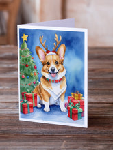 Load image into Gallery viewer, Corgi Christmas Reindeer Greeting Cards - Blank Note Cards – 8-Pack of Artist-Designed Cards with Envelopes