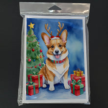 Load image into Gallery viewer, Corgi Christmas Reindeer Greeting Cards - Blank Note Cards – 8-Pack of Artist-Designed Cards with Envelopes