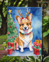 Load image into Gallery viewer, Corgi Christmas Garden Flag – Dog in Reindeer Antlers with Tree &amp; Gifts