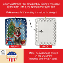Load image into Gallery viewer, Pit Bull Terrier Christmas Reindeer Porcelain Ornament
