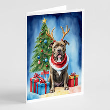 Load image into Gallery viewer, Pit Bull Terrier Christmas Reindeer Greeting Cards - Blank Note Cards – 8-Pack of Artist-Designed Cards with Envelopes