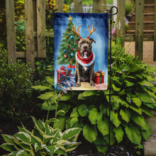 Load image into Gallery viewer, Pit Bull Terrier Christmas Garden Flag – Dog in Reindeer Antlers with Tree &amp; Gifts