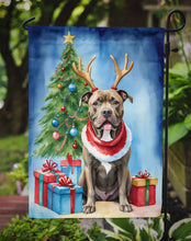 Load image into Gallery viewer, Pit Bull Terrier Christmas Garden Flag – Dog in Reindeer Antlers with Tree &amp; Gifts