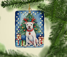 Load image into Gallery viewer, Pit Bull Terrier Christmas Reindeer Porcelain Ornament