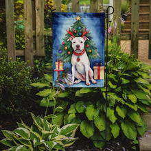 Load image into Gallery viewer, Pit Bull Terrier Christmas Garden Flag – Dog in Reindeer Antlers with Tree &amp; Gifts