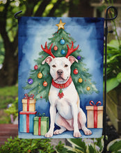 Load image into Gallery viewer, Pit Bull Terrier Christmas Garden Flag – Dog in Reindeer Antlers with Tree &amp; Gifts