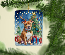 Load image into Gallery viewer, Pit Bull Terrier Christmas Reindeer Porcelain Ornament