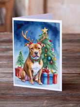 Load image into Gallery viewer, Pit Bull Terrier Christmas Reindeer Greeting Cards - Blank Note Cards – 8-Pack of Artist-Designed Cards with Envelopes