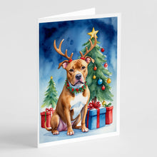 Load image into Gallery viewer, Pit Bull Terrier Christmas Reindeer Greeting Cards - Blank Note Cards – 8-Pack of Artist-Designed Cards with Envelopes