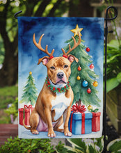 Load image into Gallery viewer, Pit Bull Terrier Christmas Garden Flag – Dog in Reindeer Antlers with Tree &amp; Gifts