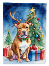 Load image into Gallery viewer, Pit Bull Terrier Christmas Garden Flag – Dog in Reindeer Antlers with Tree &amp; Gifts