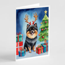 Load image into Gallery viewer, Pomeranian Christmas Reindeer Greeting Cards - Blank Note Cards – 8-Pack of Artist-Designed Cards with Envelopes
