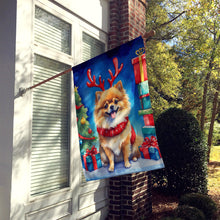 Load image into Gallery viewer, Pomeranian Christmas Reindeer House Flag