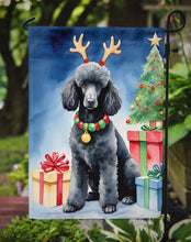 Load image into Gallery viewer, Black Standard Poodle Christmas Garden Flag – Dog in Reindeer Antlers with Tree &amp; Gifts