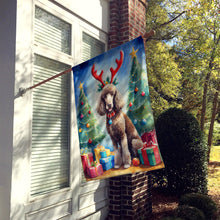 Load image into Gallery viewer, Chocolate Standard Poodle Christmas Reindeer House Flag