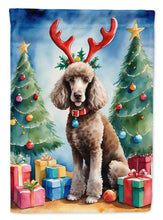 Load image into Gallery viewer, Chocolate Standard Poodle Christmas Reindeer House Flag