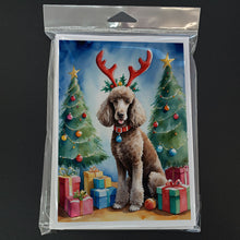 Load image into Gallery viewer, Chocolate Standard Poodle Christmas Reindeer Greeting Cards - Blank Note Cards – 8-Pack of Artist-Designed Cards with Envelopes