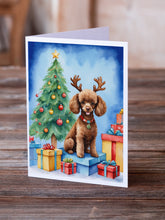 Load image into Gallery viewer, Chocolate Toy Poodle Christmas Reindeer Greeting Cards - Blank Note Cards – 8-Pack of Artist-Designed Cards with Envelopes