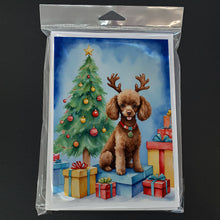 Load image into Gallery viewer, Chocolate Toy Poodle Christmas Reindeer Greeting Cards - Blank Note Cards – 8-Pack of Artist-Designed Cards with Envelopes
