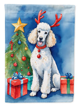 Load image into Gallery viewer, White Standard Poodle Christmas Reindeer House Flag
