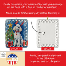Load image into Gallery viewer, White Standard Poodle Christmas Reindeer Porcelain Ornament