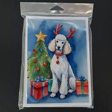 Load image into Gallery viewer, White Standard Poodle Christmas Reindeer Greeting Cards - Blank Note Cards – 8-Pack of Artist-Designed Cards with Envelopes