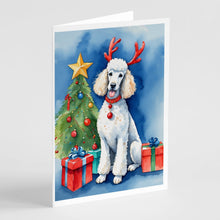 Load image into Gallery viewer, White Standard Poodle Christmas Reindeer Greeting Cards - Blank Note Cards – 8-Pack of Artist-Designed Cards with Envelopes