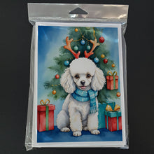 Load image into Gallery viewer, White Toy Poodle Christmas Reindeer Greeting Cards - Blank Note Cards – 8-Pack of Artist-Designed Cards with Envelopes