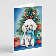 Load image into Gallery viewer, White Toy Poodle Christmas Reindeer Greeting Cards - Blank Note Cards – 8-Pack of Artist-Designed Cards with Envelopes