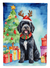 Load image into Gallery viewer, Portuguese Water Dog Christmas Reindeer House Flag