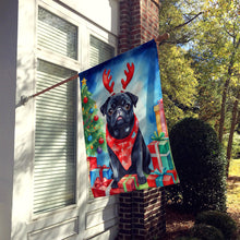 Load image into Gallery viewer, Black Pug Christmas Reindeer House Flag