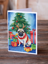Load image into Gallery viewer, Pug Christmas Reindeer Greeting Cards - Blank Note Cards – 8-Pack of Artist-Designed Cards with Envelopes