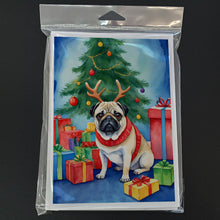 Load image into Gallery viewer, Pug Christmas Reindeer Greeting Cards - Blank Note Cards – 8-Pack of Artist-Designed Cards with Envelopes